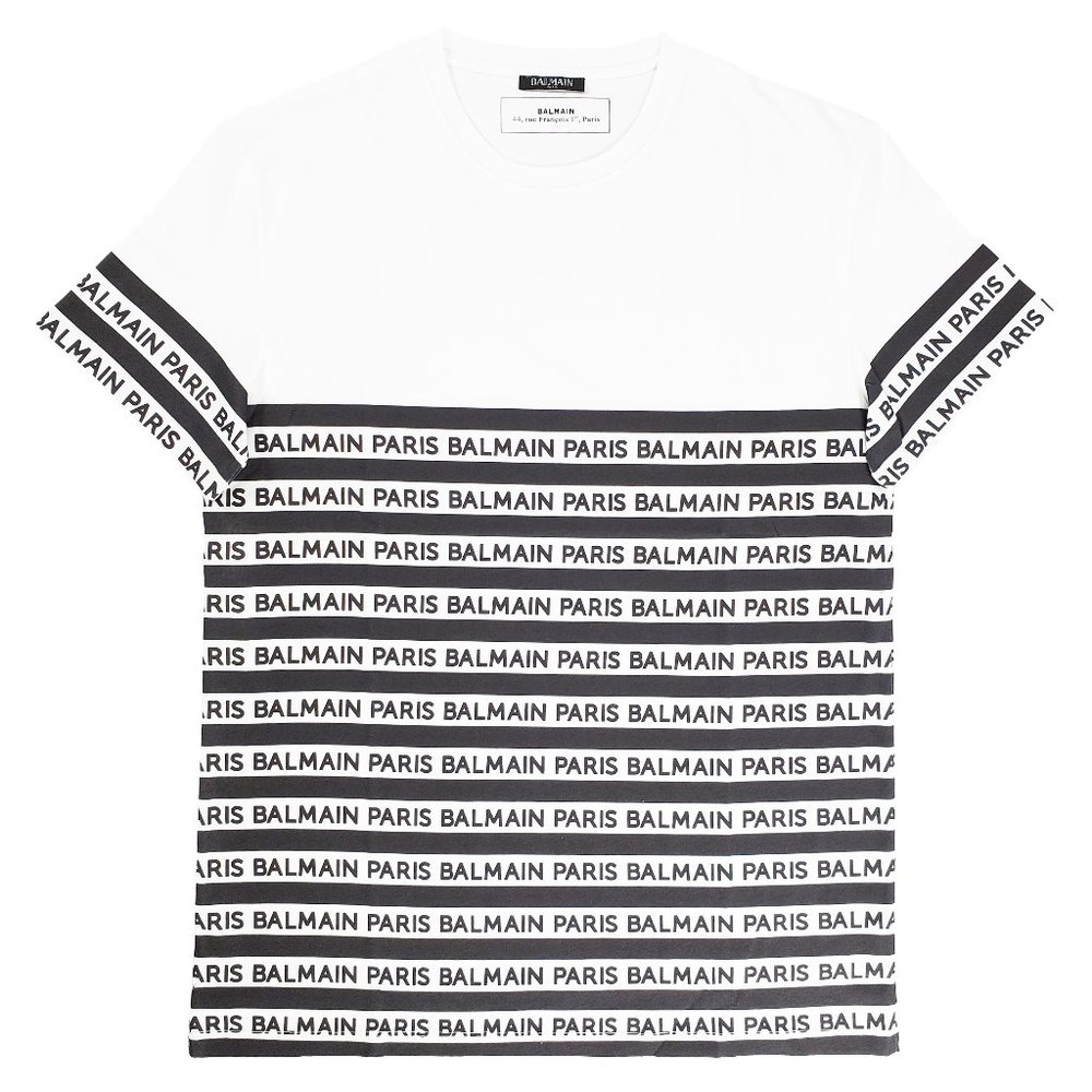 Balmain Paris Print & Stripes T-Shirt